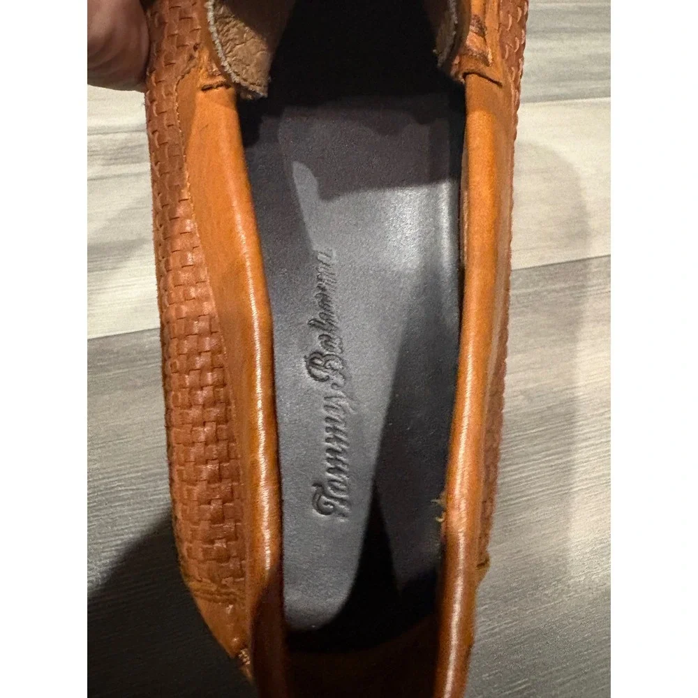 Tommy Bahama Naples Driver Mens 10.5M Woven Leather Loafers Brown TFM00030-282